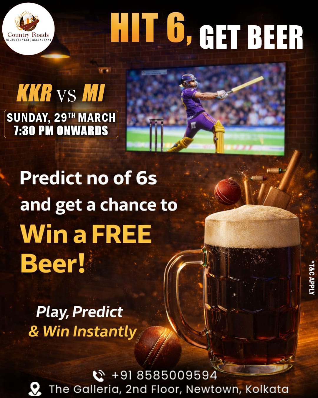 KKR vs MI - Hit 6 Get Beer - Country Roads
